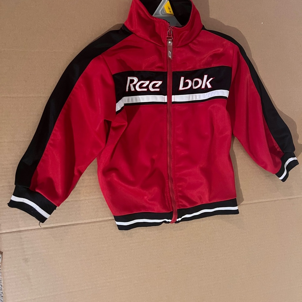 Reebok Red and Black Full Zipper Track Jacket Long Sleeve 3T